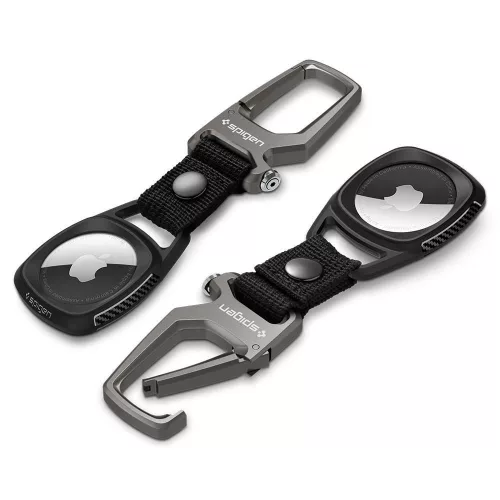 Spigen Rugged Armor Apple AirTag 1 / 2 tok karabinerrel, fekete