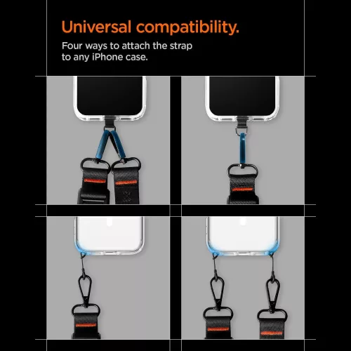 Spigen DA30M univerzális nyakpánt / pánt karabinerrel, Crossbody, fekete