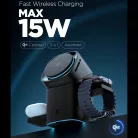 Spigen EF223MS vezeték nélküli wireless gyorstöltő, MagSafe, 3in1, Qi2, 15W, fekete (Apple Watch / Airpods / iPhone)