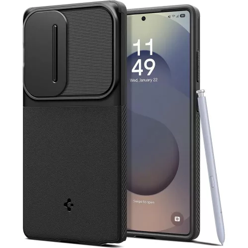 Spigen Optik Armor Samsung Galaxy S25 Ultra tok, Black, fekete