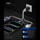Spigen Essential EE472EU 2xUSB-C-USB-A 3-portos hálózati töltő adapter, 67W, fekete