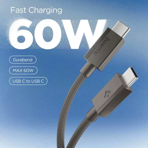 Spigen EB6015CC USB-C-USB-C töltő- és adatkábel, 60W, 1,5m, Gunmetal, szürke