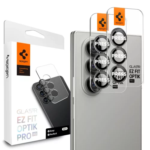 Spigen Glas.tR EZ Fit Optik Pro Samsung Galaxy Z Fold 7 / 8 Ultra Tempered kameralencse-védő fólia felhelyező kerettel, fekete (2db)