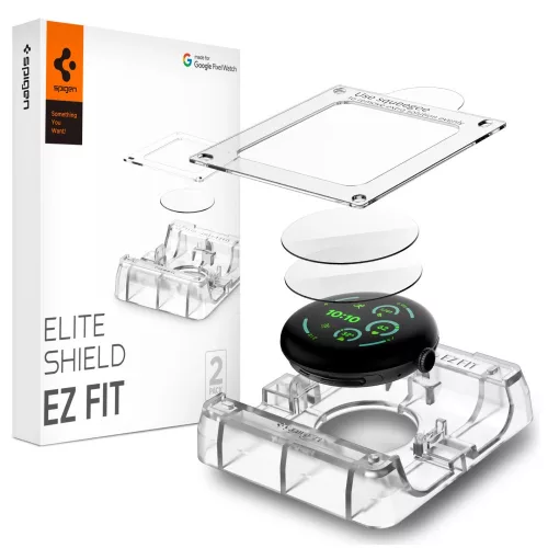 Spigen EliteShield EZ Fit Google Pixel Watch 3 / 4 / 5 (45mm) kijelzővédő fólia felhelyező kerettel (2db)