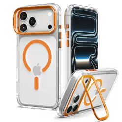   Spigen Ultra Hybrid Optik S Apple iPhone 18 Pro / 17 Pro tok kitámasztóval, MagSafe, Clear Orange, átlátszó-narancs
