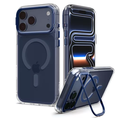 Spigen Ultra Hybrid Optik S Apple iPhone 18 Pro / 17 Pro tok, MagSafe, Clear Deep Blue, átlátszó-kék