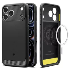   Spigen Rugged Armor MagFit Apple iPhone 18 Pro / 17 Pro tok, MagSafe, Matte Black, fekete