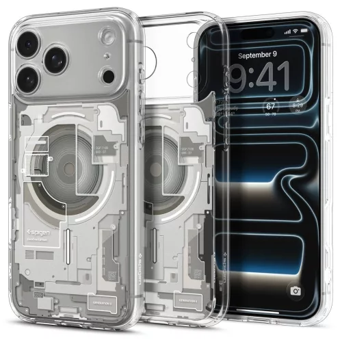 Spigen Ultra Hybrid MagFit Apple iPhone 18 Pro / 17 Pro tok, MagSafe, Zero One, natural titanium