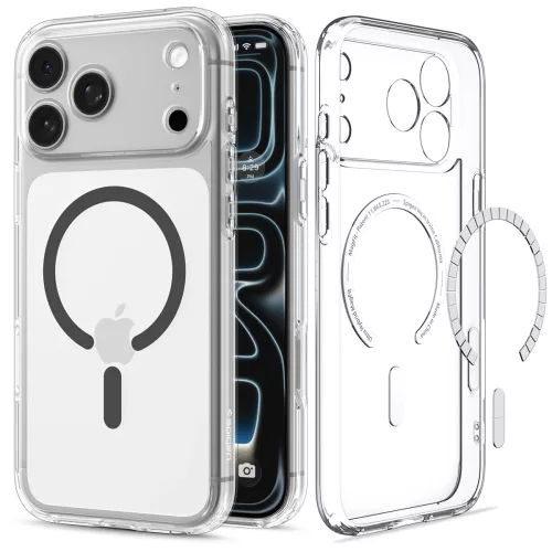 Spigen Ultra Hybrid MagFit Apple iPhone 18 Pro Max / 17 Pro Max tok, MagSafe, Clear, átlátszó-szürke