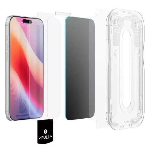 Spigen Glas.tR EZ Fit Pro HD Apple iPhone 18 Pro Max privacy kijelzővédő fólia felhelyező kerettel (betekintésgátló)