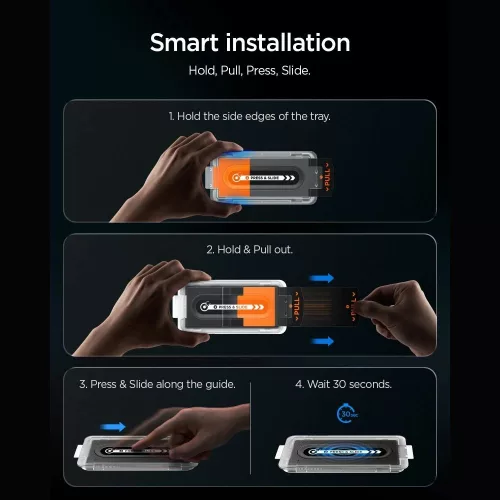 Spigen Glas.tR EZ Fit Pro HD Apple iPhone 18 Pro Max privacy kijelzővédő fólia felhelyező kerettel (betekintésgátló)